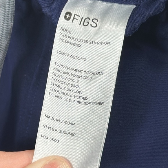 Figs High Waisted Pleated Navy Blue scrub pants size small tall - Picture 7 of 12